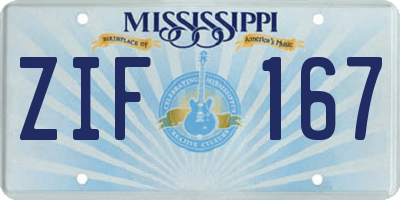 MS license plate ZIF167