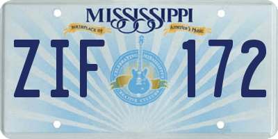 MS license plate ZIF172