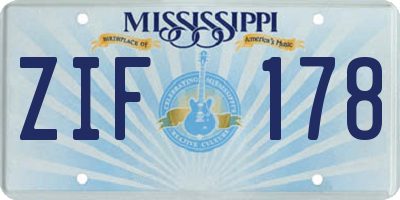 MS license plate ZIF178