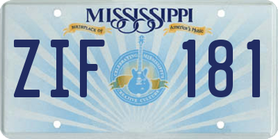 MS license plate ZIF181