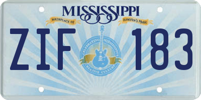 MS license plate ZIF183