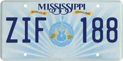 MS license plate ZIF188