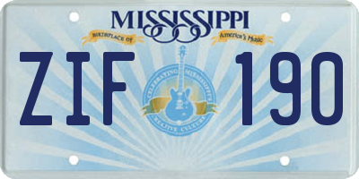 MS license plate ZIF190