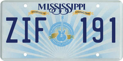 MS license plate ZIF191