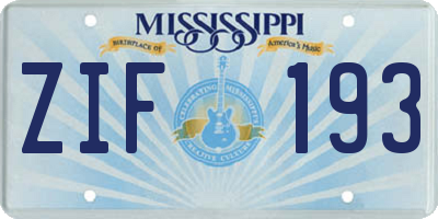 MS license plate ZIF193