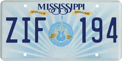 MS license plate ZIF194