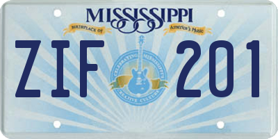 MS license plate ZIF201