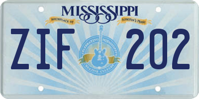 MS license plate ZIF202
