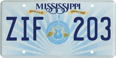 MS license plate ZIF203