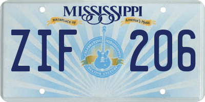 MS license plate ZIF206
