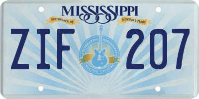 MS license plate ZIF207