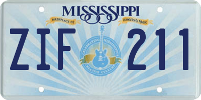 MS license plate ZIF211