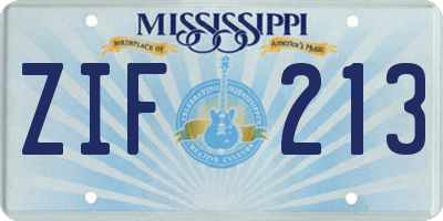 MS license plate ZIF213