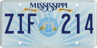 MS license plate ZIF214