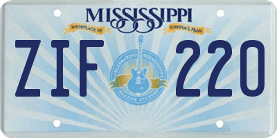 MS license plate ZIF220