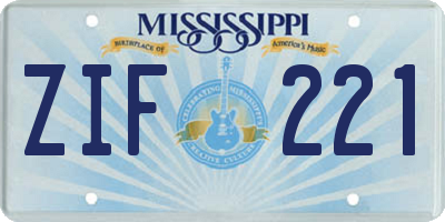 MS license plate ZIF221