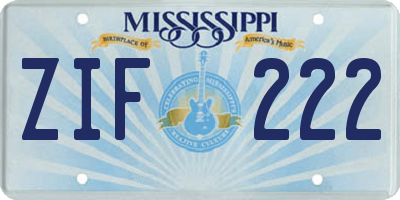 MS license plate ZIF222