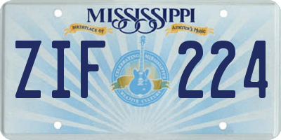 MS license plate ZIF224
