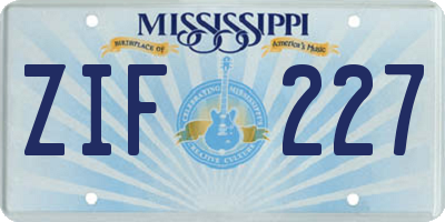MS license plate ZIF227