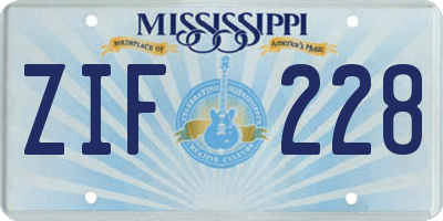 MS license plate ZIF228