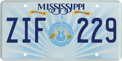 MS license plate ZIF229