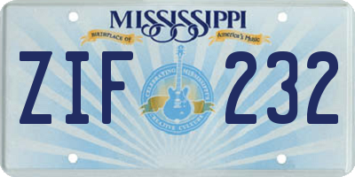 MS license plate ZIF232