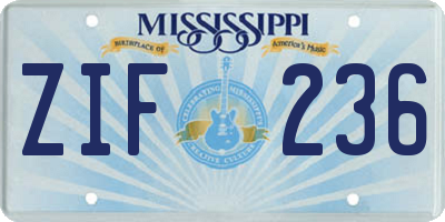 MS license plate ZIF236