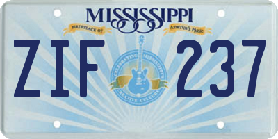 MS license plate ZIF237
