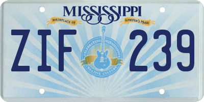 MS license plate ZIF239