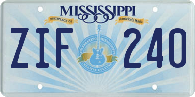 MS license plate ZIF240
