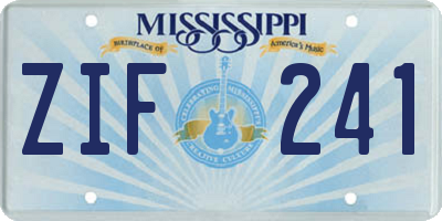 MS license plate ZIF241