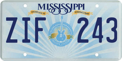 MS license plate ZIF243