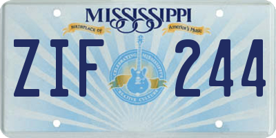MS license plate ZIF244