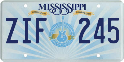 MS license plate ZIF245