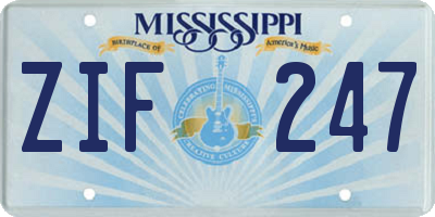 MS license plate ZIF247
