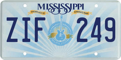 MS license plate ZIF249