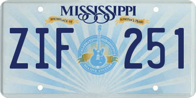 MS license plate ZIF251
