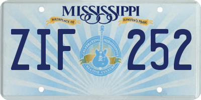 MS license plate ZIF252