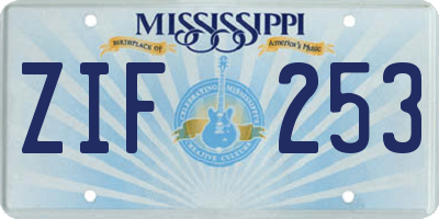 MS license plate ZIF253