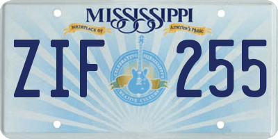 MS license plate ZIF255