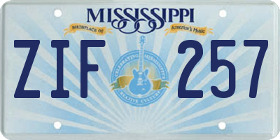 MS license plate ZIF257