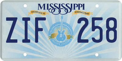 MS license plate ZIF258