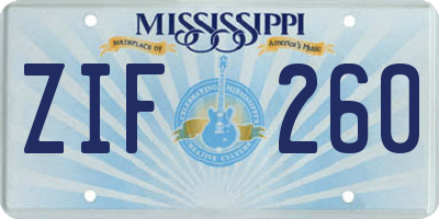 MS license plate ZIF260
