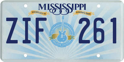 MS license plate ZIF261
