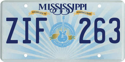MS license plate ZIF263
