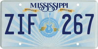 MS license plate ZIF267
