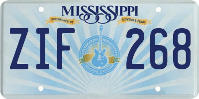 MS license plate ZIF268