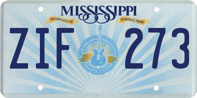 MS license plate ZIF273