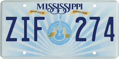 MS license plate ZIF274
