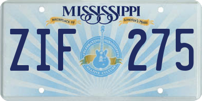 MS license plate ZIF275
